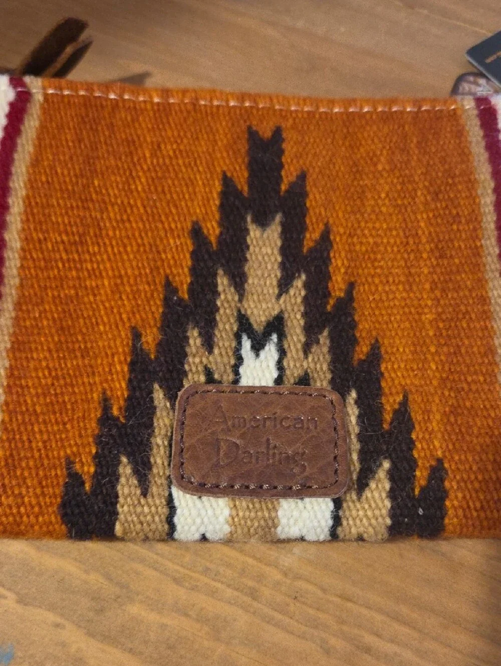American Darling Hand-Tooled Leather Fringe Orange Southwestern Clutch Wristle